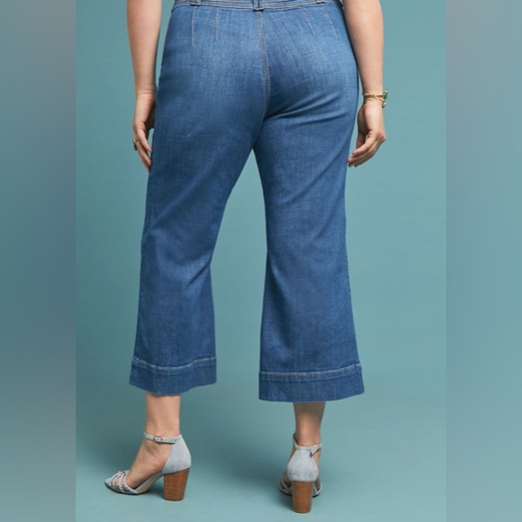 A+ ANTHROPOLOGIE Pilcro High-Rise Cropped Flare Self Belt Jeans - Plus Size 18W - Picture 5 of 15